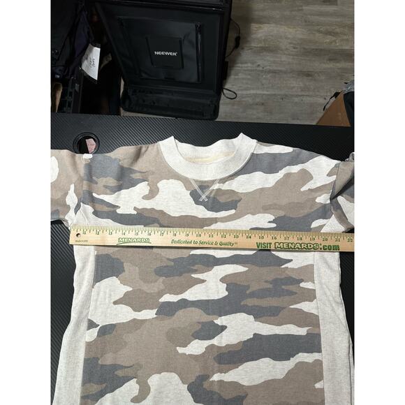 Aerie Oversized Camo Crewneck Light Camo Cozy Lounge Size XS Rib Trim Side Slits - Picture 4 of 7
